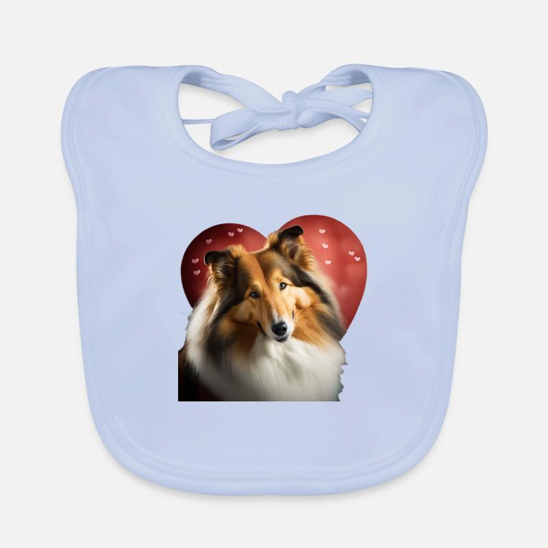 Rough Collie Valentine's Day Organic Baby Bibs