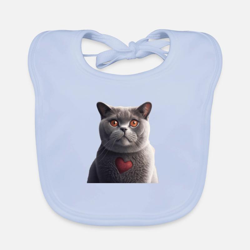 British Shorthair Valentine's Day Organic Baby Bibs