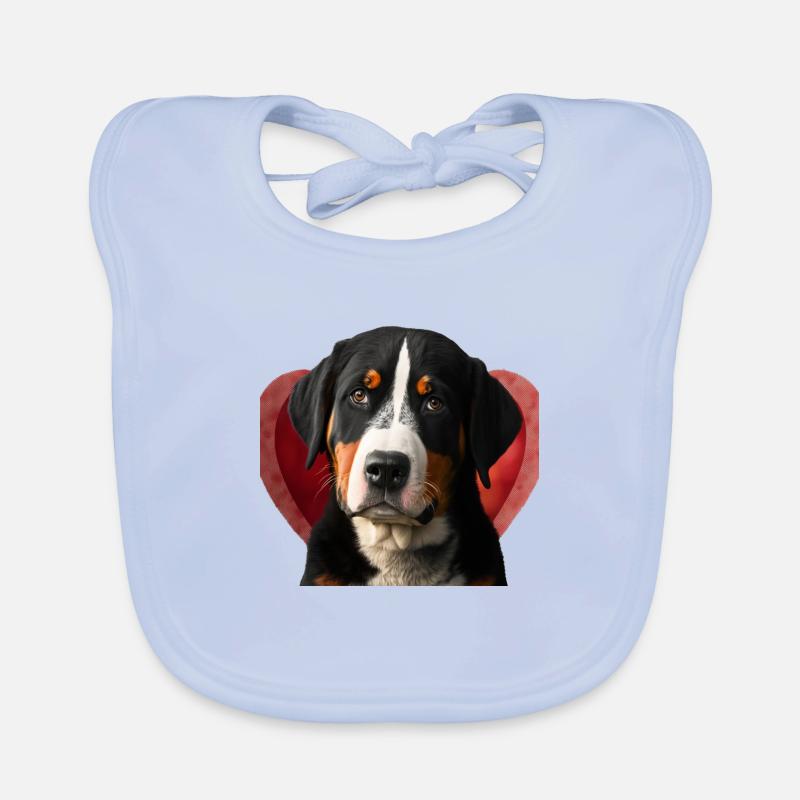 Grand Bouvier Suisse Saint-Valentin - Bavoir bio Bébé - bleu ciel