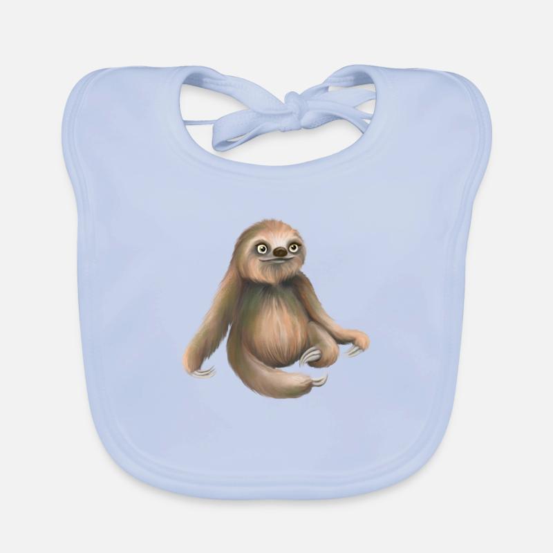 Sloth chills and relaxed brown Organic Baby Bibs