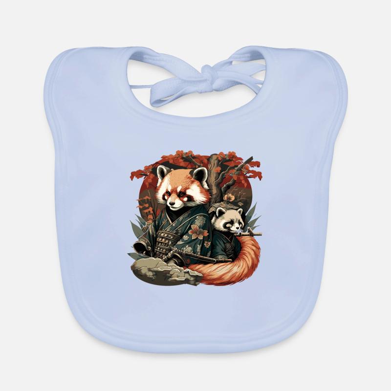 red panda 9 - Bavoir bio Bébé - bleu ciel