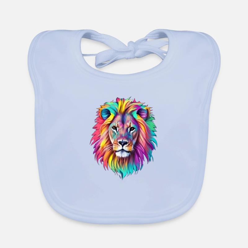 Rainbow Lion - Artistic Interpretation Organic Baby Bibs