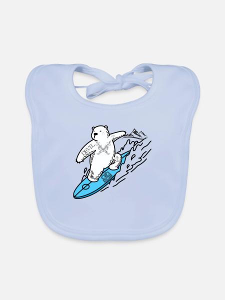 Surfbär - Baby Bio-Lätzchen - sky Blue