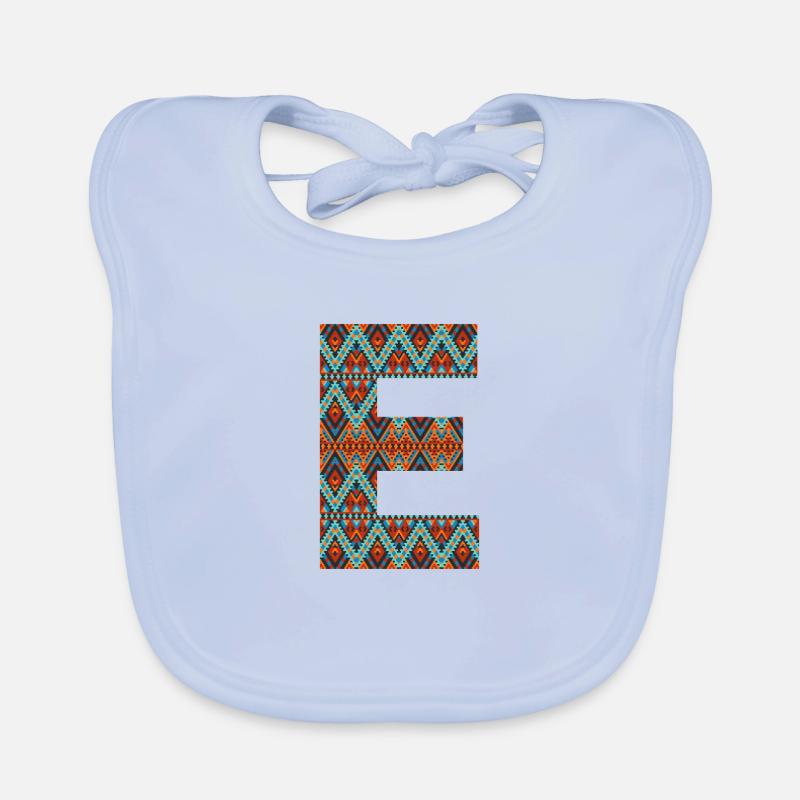 Buchstabe E-Boho-Design, buntes Monogramm Baby Bio-Lätzchen