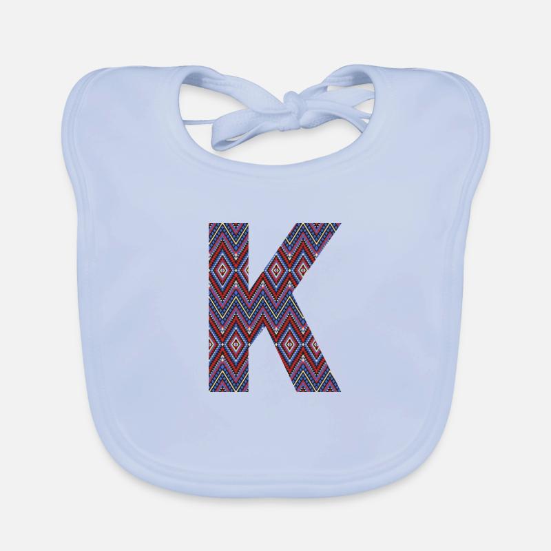 Monogram Letter K- geometric pattern Organic Baby Bibs