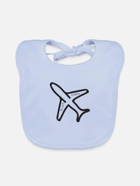 T-Shirt mit Flugzeugmotiv - Baby Bio-Lätzchen - sky Blue