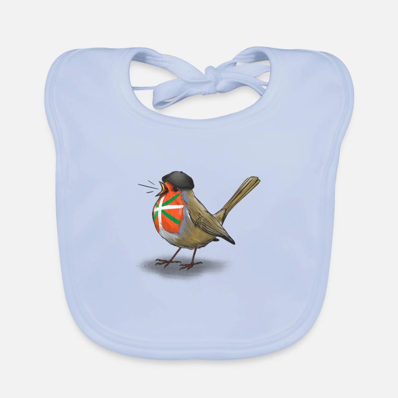 Rouge gorge Basque - Bavoir bio Bébé - bleu ciel