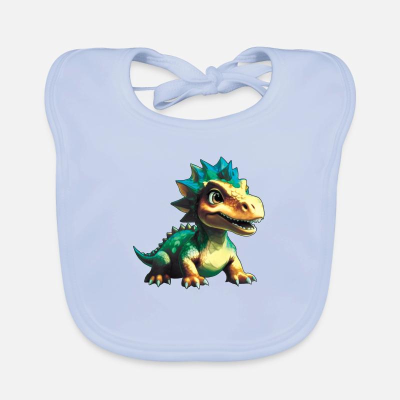 Dino, Dinosaur, Custom Text, Shape Organic Baby Bibs
