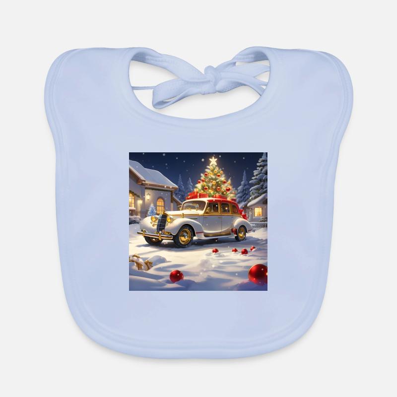 OLDTIMER IM SCHNEE ZU WEIHNACHTEN Baby Bio-Lätzchen