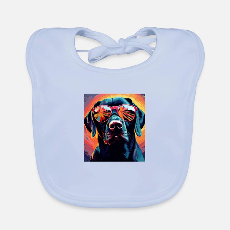 Labrador Cool - Chien Labrador - Bavoir bio Bébé - bleu ciel