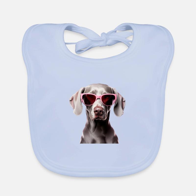 Braque de Weimar Cool - Braque de Weimar - Bavoir bio Bébé - bleu ciel