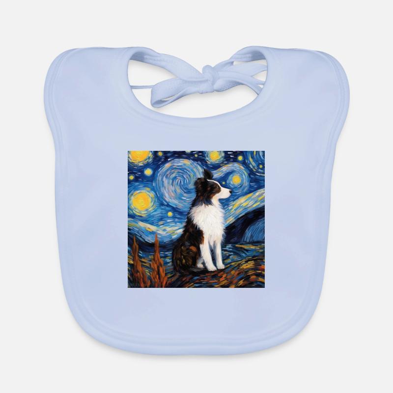 Border Collie Sternennacht - Baby Bio-Lätzchen - sky Blue