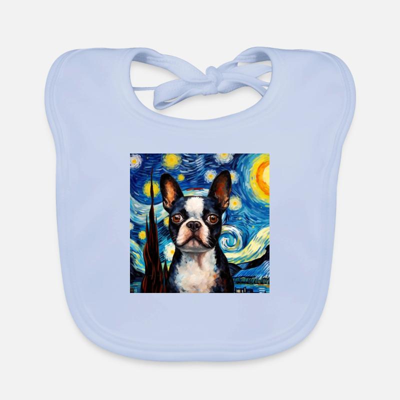 Boston Terrier Nuit étoilée Bavoir bio Bébé