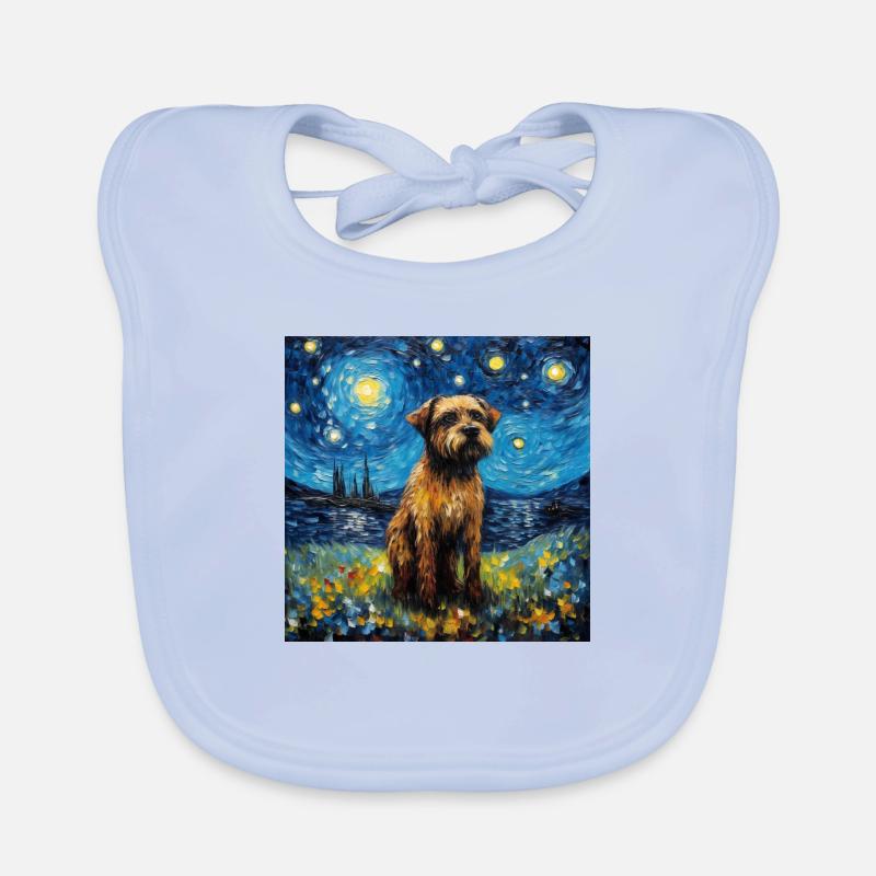 Border Terrier Starry Night Organic Baby Bibs