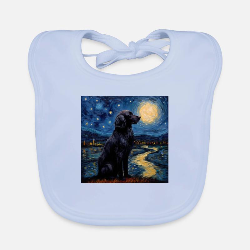 Flat Coated Retriever Starry Night Organic Baby Bibs