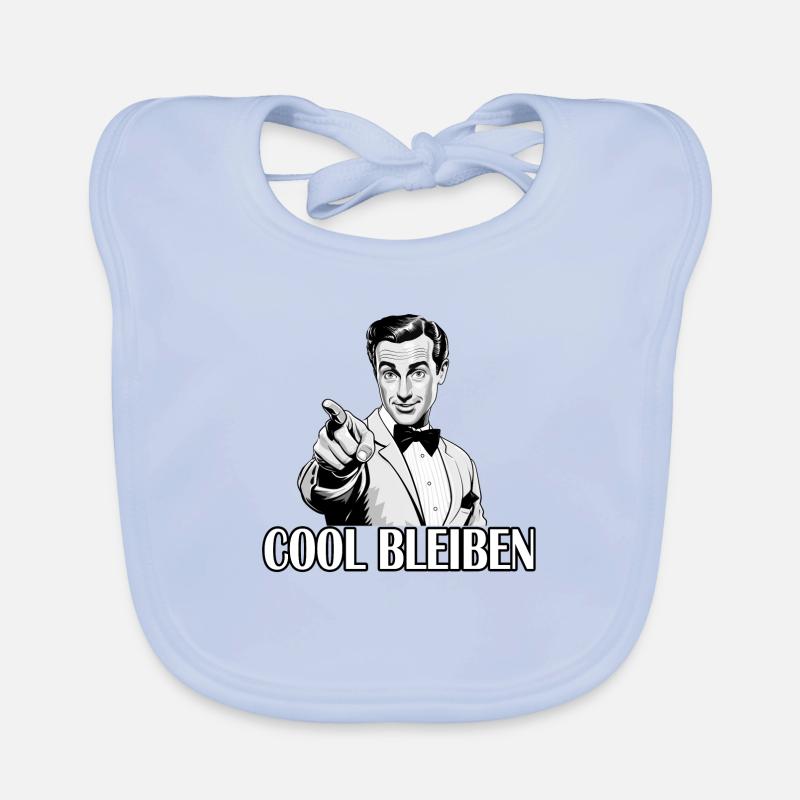 Retro Mann - COOL BLEIBEN - Baby Bio-Lätzchen - sky Blue
