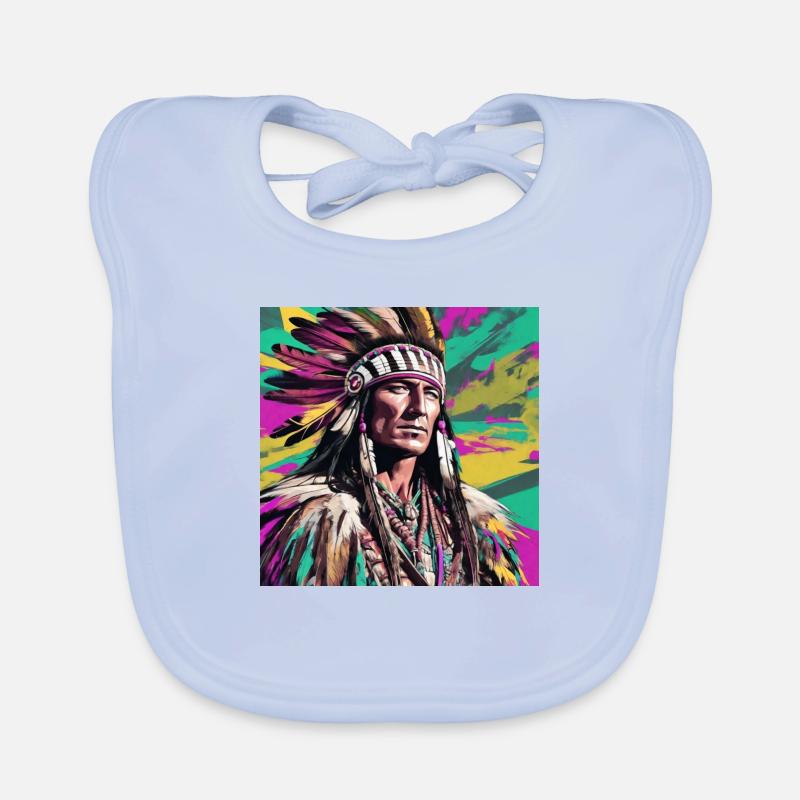 Winnetou,Indian,Illustration,Graffiti,Colorful Organic Baby Bibs