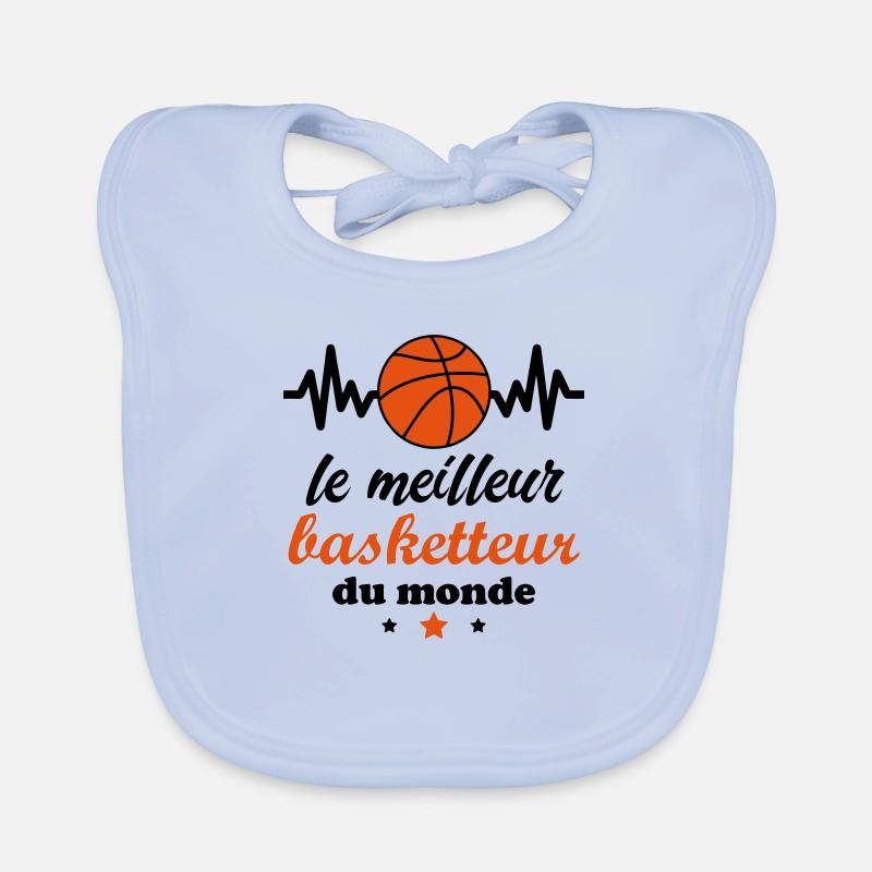 meilleur basketteur du monde, basket,basketteur - Bavoir bio Bébé - bleu ciel