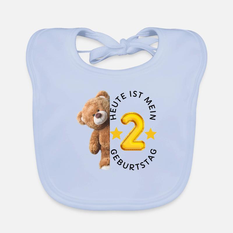 Bärchen 2 Geburtstag - Baby Bio-Lätzchen - sky Blue