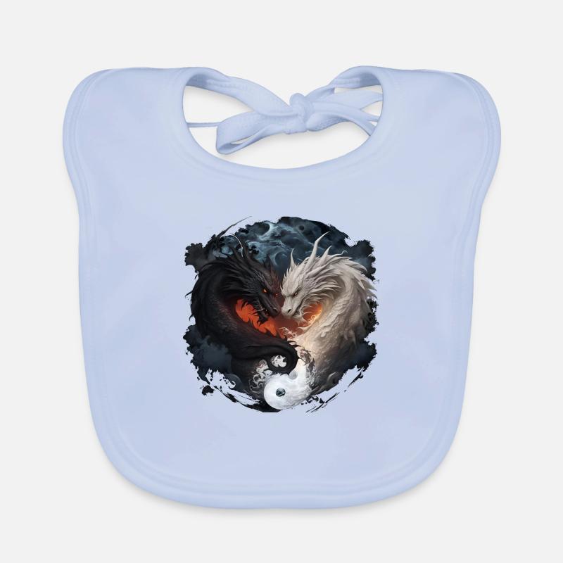 Le Dragon3 - Bavoir bio Bébé - bleu ciel