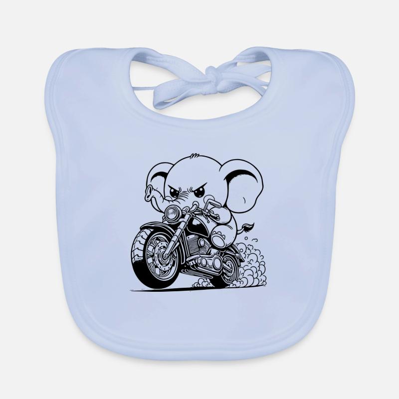 ELEPHANT ON MOTORCYCLE Organic Baby Bibs