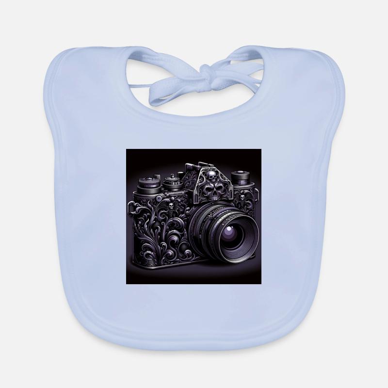 Skull Gothic Camera Organic Baby Bibs