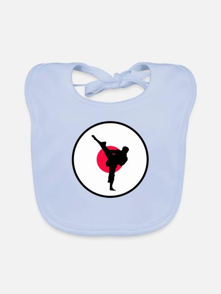 Karate Japan - Organic Baby Bibs - sky blue - Front