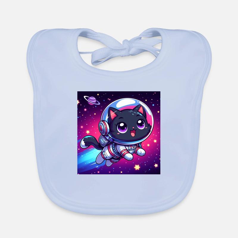 Space Kitty heureux dans l’espace - Bavoir bio Bébé - bleu ciel