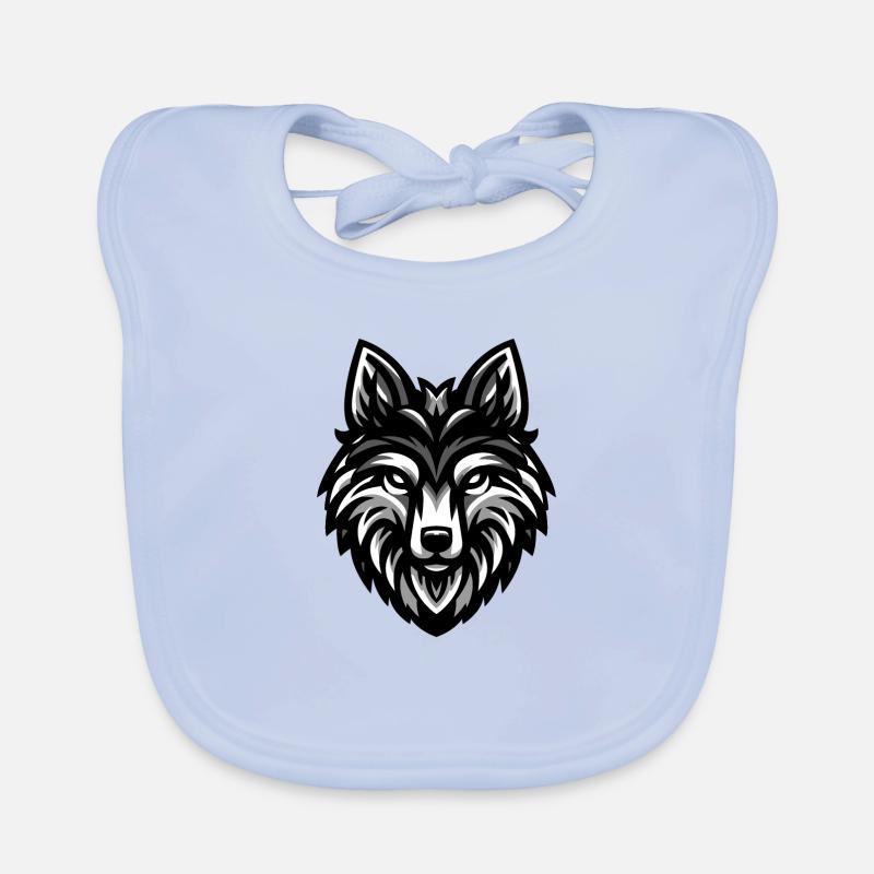 Conception de tête de loup gris Bavoir bio Bébé