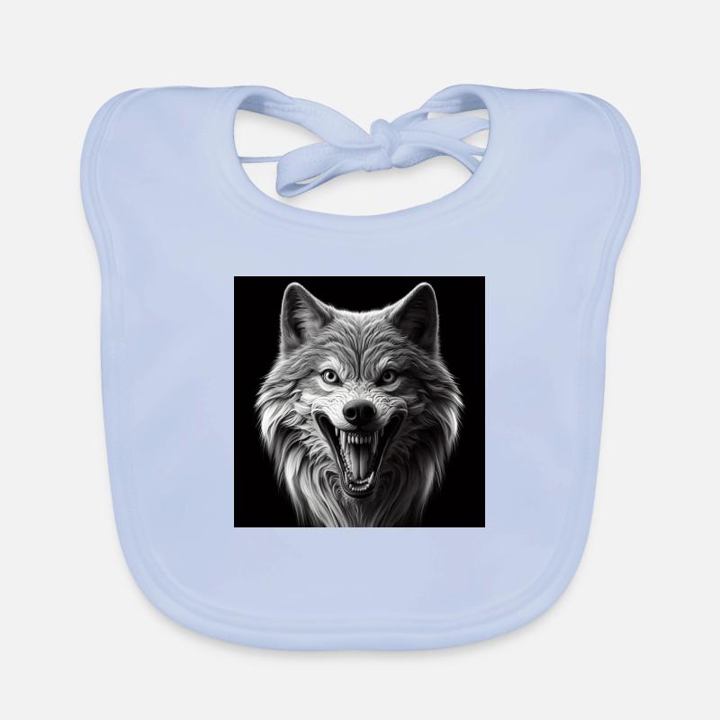 Wolf Hyperrealismus 3 D Grau auf schwarz Baby Bio-Lätzchen