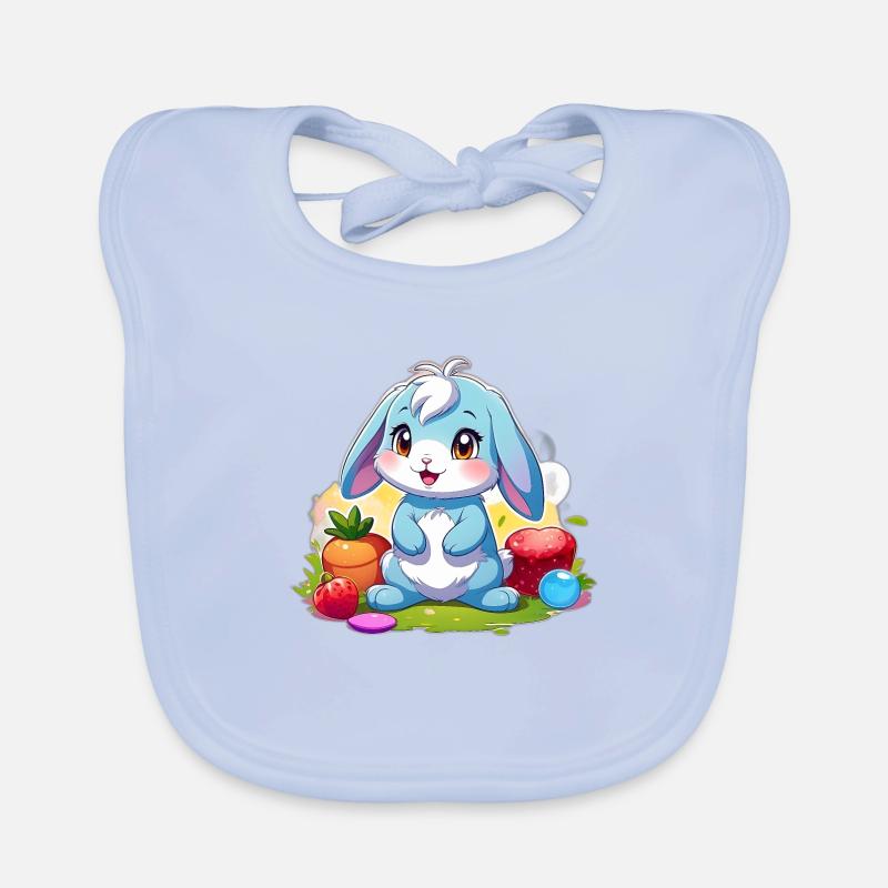 Lapin bleu - Bavoir bio Bébé - bleu ciel