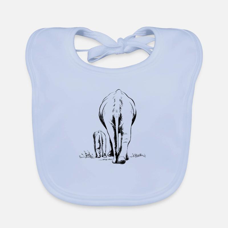 Zwei Elefanten - Baby Bio-Lätzchen - sky Blue