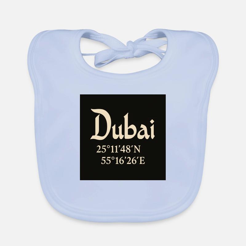 Coordonnées Dubaï Burj Khalifa - Bavoir bio Bébé - bleu ciel
