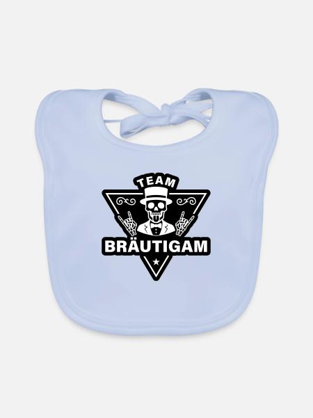 Team Groom Skeleton - Bavoir bio Bébé - bleu ciel - Devant