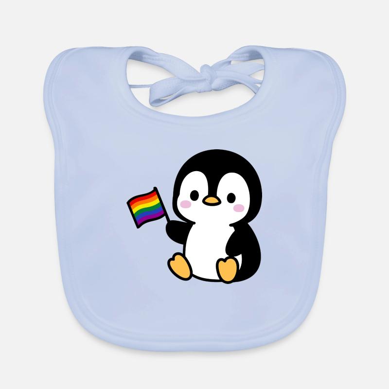 Pinguin mit Regenbogenfahne Baby Bio-Lätzchen