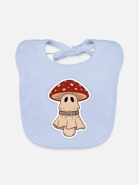 Kleiner Halloween Pilz mit rotem Hut - Baby Bio-Lätzchen - sky Blue - Vorne