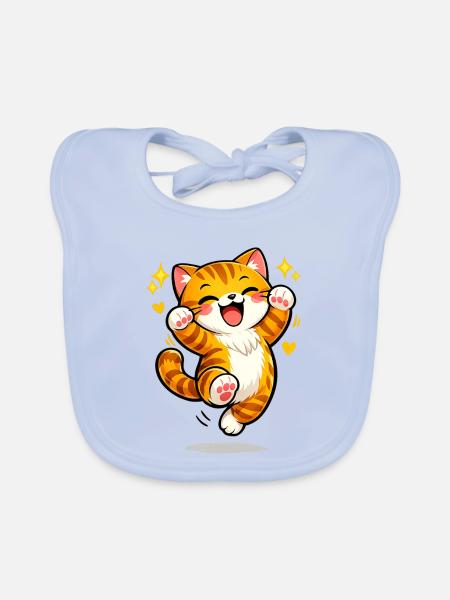 Freudige orangefarbene Katzensprung - Baby Bio-Lätzchen - sky Blue