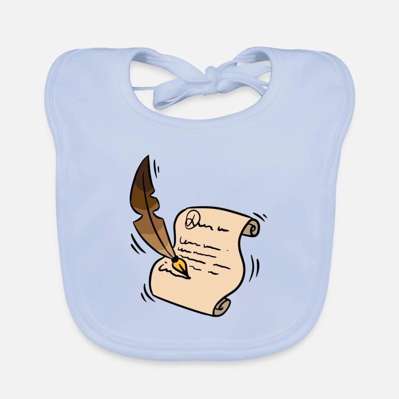 Writer Author Ink Writing Feather Gift Organic Baby Bibs