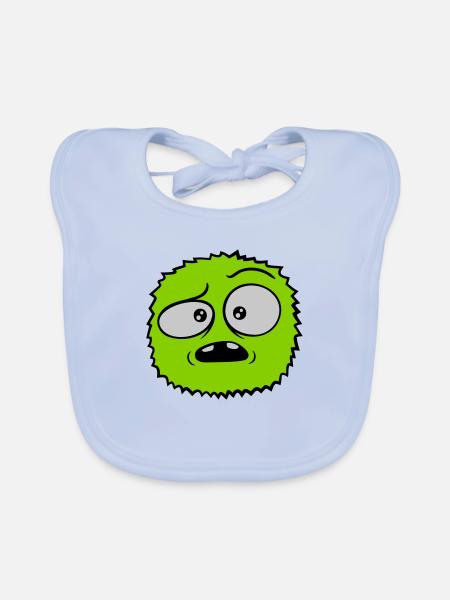 Visage sceptique de monstre poilu - Bavoir bio Bébé - bleu ciel - Devant