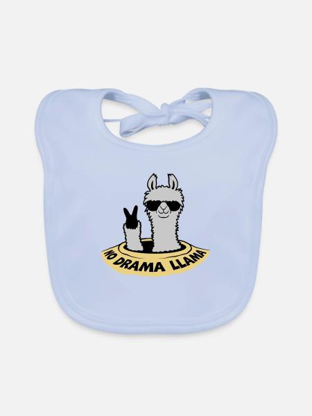 Bottom Hole Peace Lama - Organic Baby Bibs - sky blue - Front