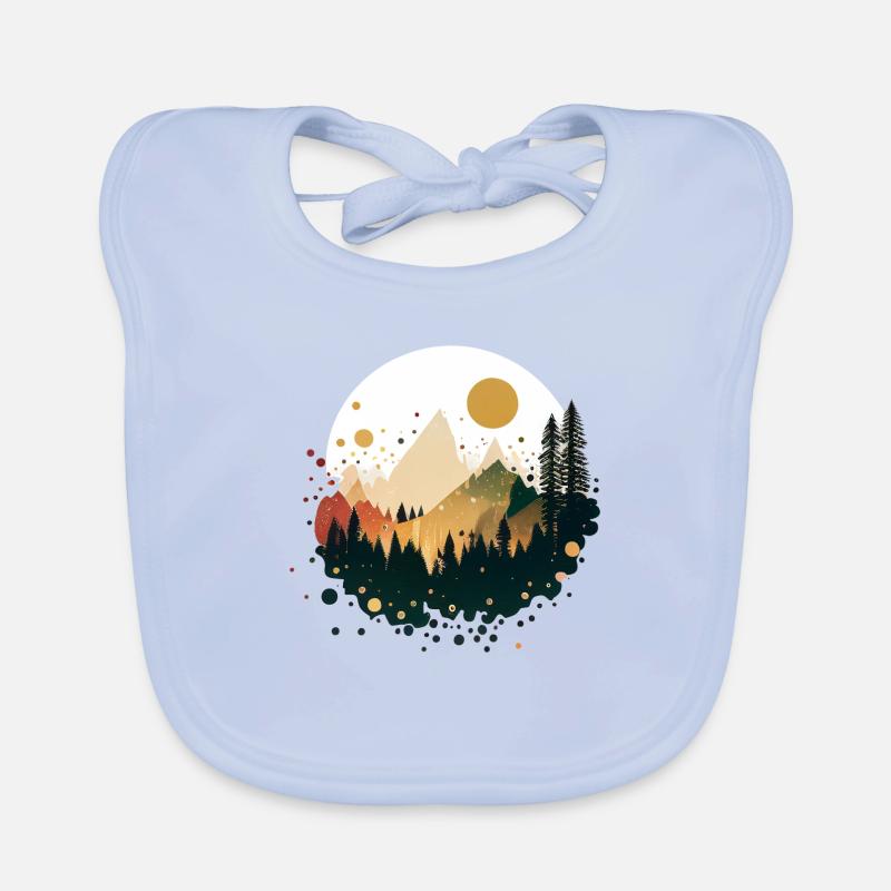 montagne, mer, soleil, nature, randonnée, plage, forêt - Bavoir bio Bébé - bleu ciel