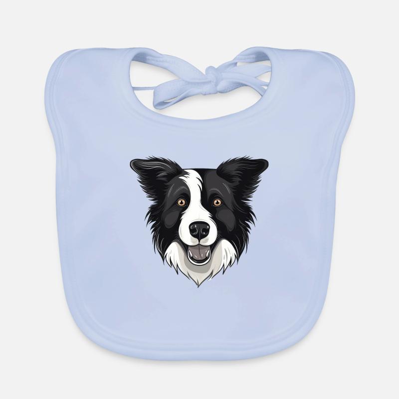 Border Collie - Bavoir bio Bébé - bleu ciel
