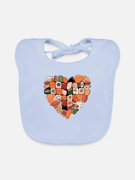 A heart of sushi - Organic Baby Bibs - sky blue - Front