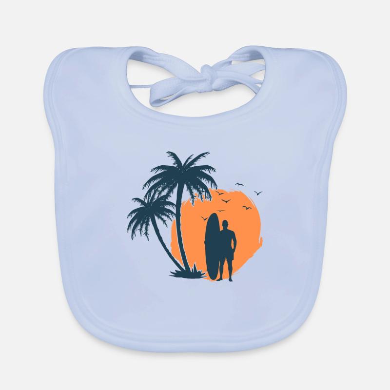 Surfeur palmier plage 1 Bavoir bio Bébé