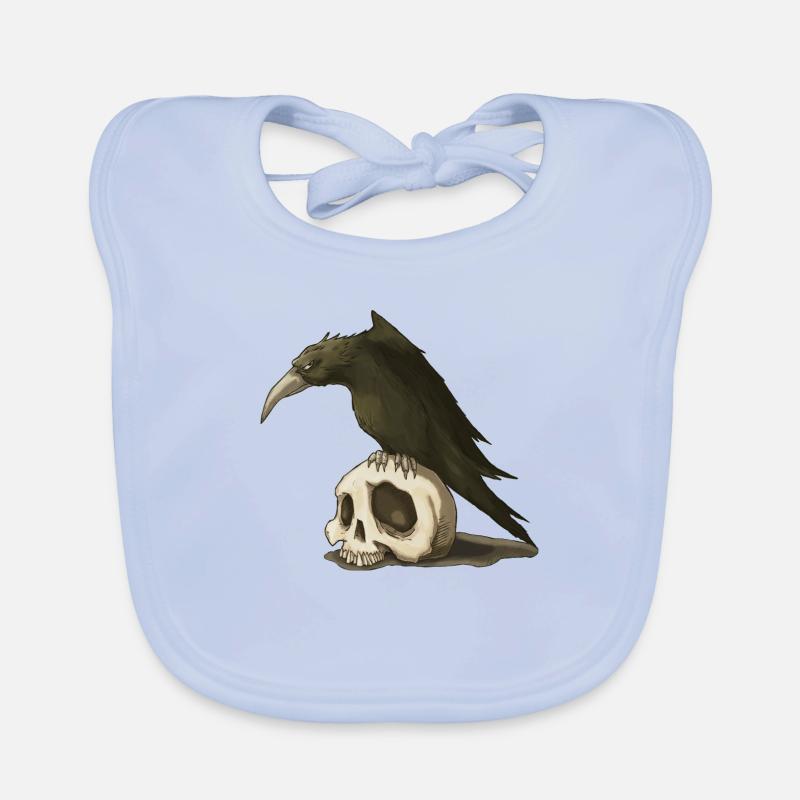 Crow and Skull - Baby Bio-Lätzchen - sky Blue