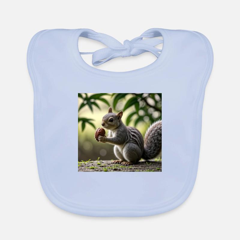 Squirrel with nut - Eichhörnchen mit Nuss Organic Baby Bibs