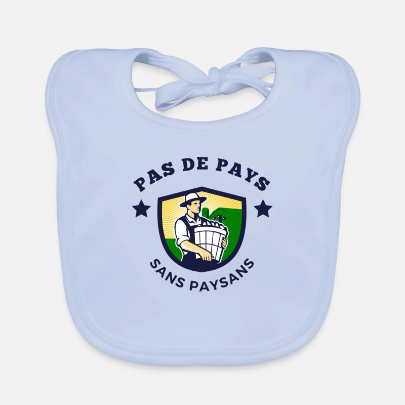 Pas de pays sans paysans - Bavoir bio Bébé - bleu ciel
