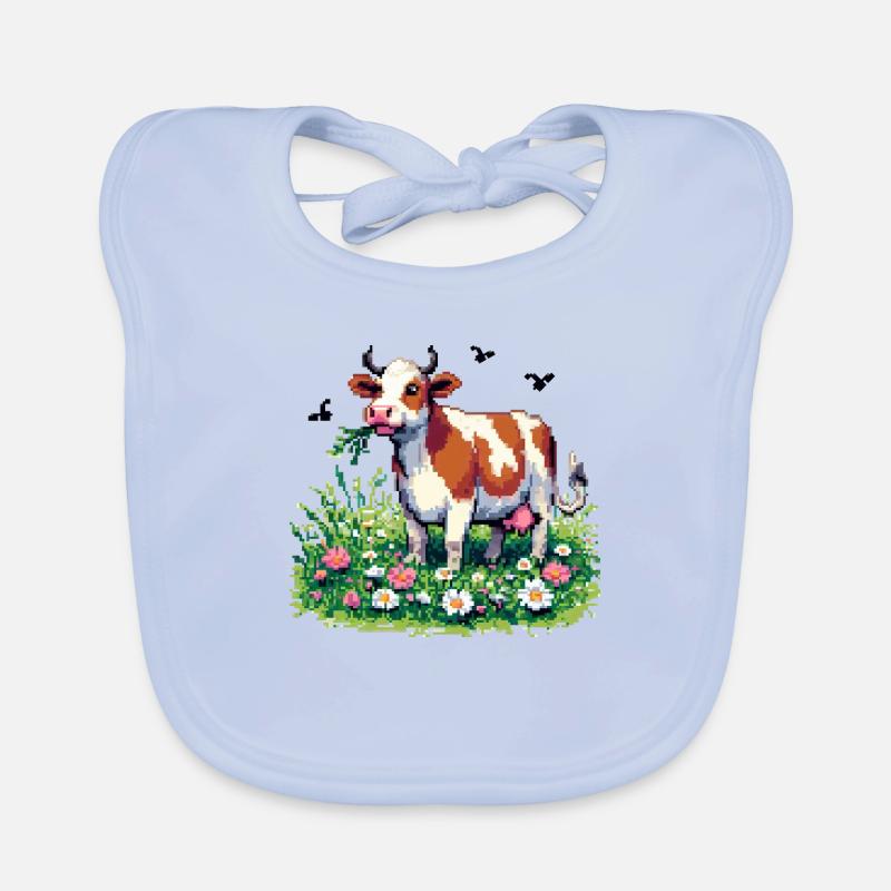 PixelArt Vache heureuse Bavoir bio Bébé