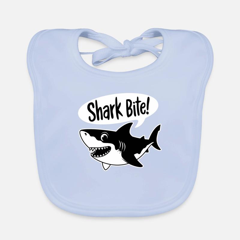 Morsure de requin ! - Drôle de requin - Bavoir bio Bébé - bleu ciel