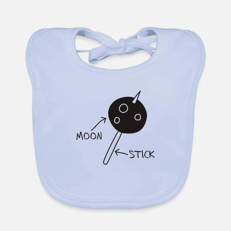 Moon on a Stick (white on dark background) Organic Baby Bibs
